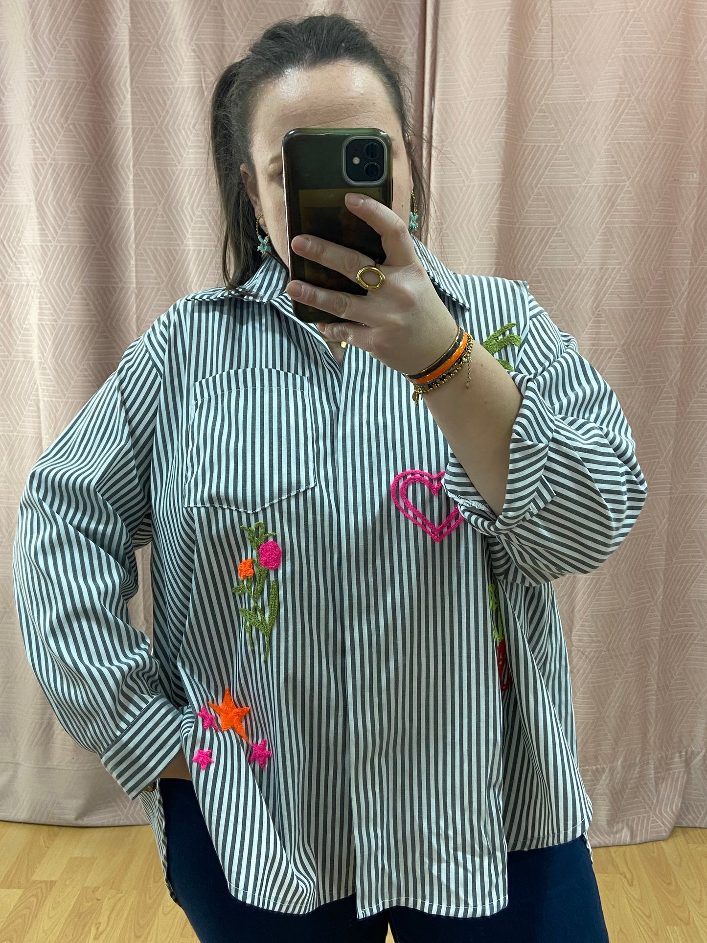 Chemise noire BRODERIE
