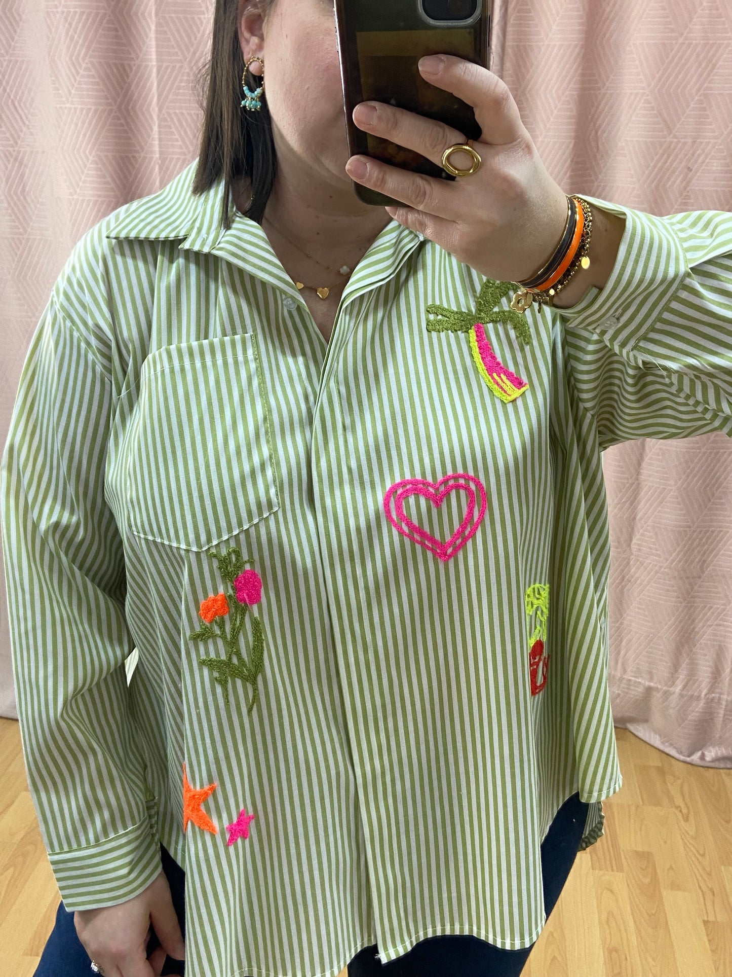 Chemise vert pomme BRODERIE