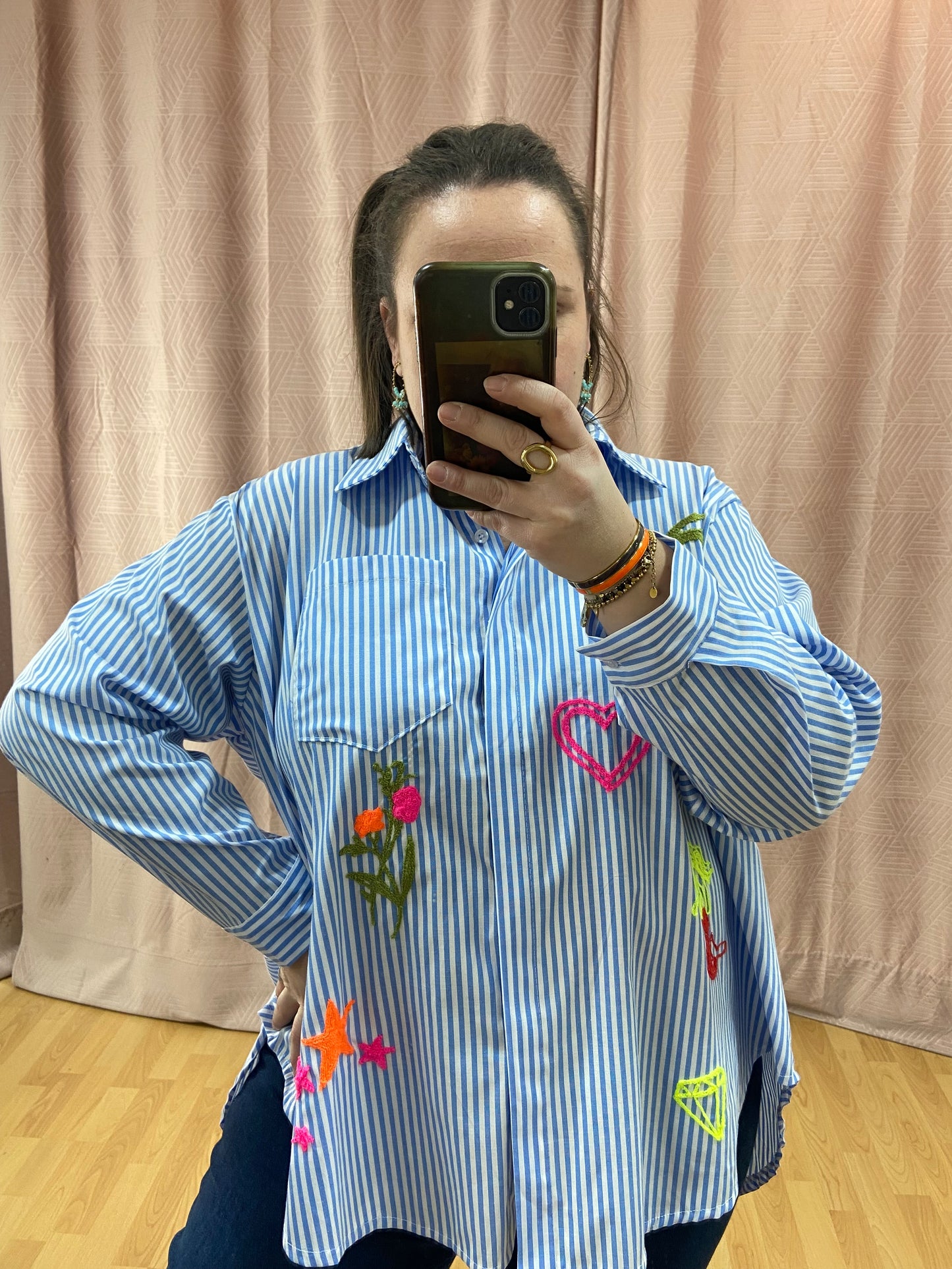 Chemise bleue BRODERIE