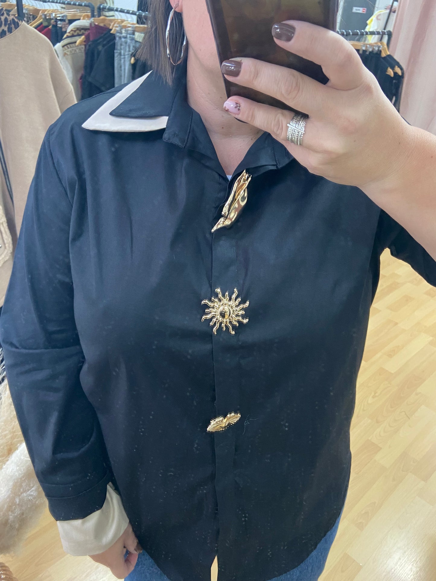Chemise noire BROCHE