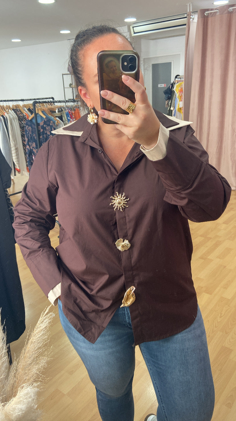 Chemise marron BROCHES
