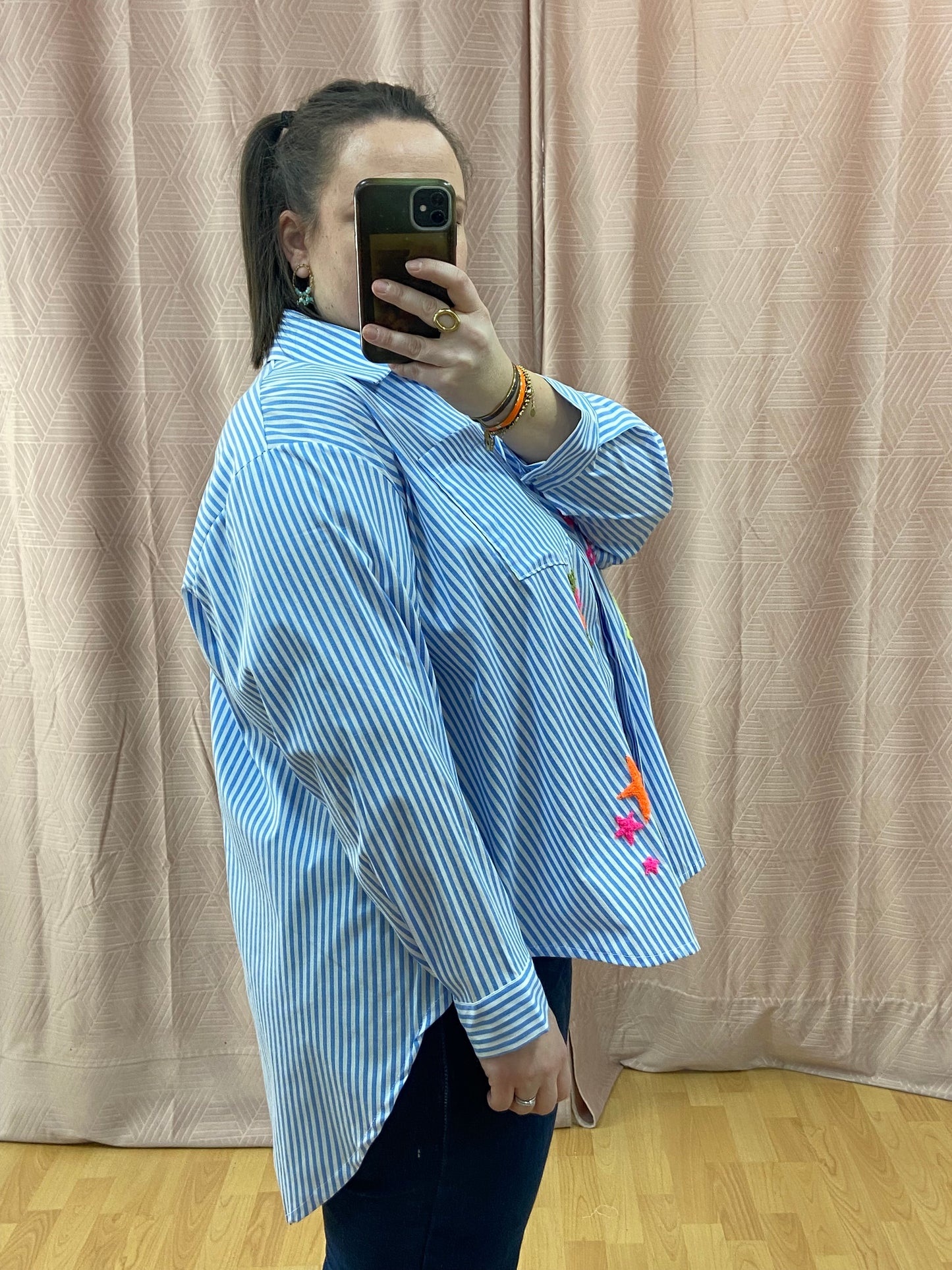Chemise bleue BRODERIE