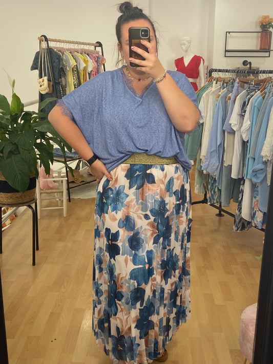 Teeshirt bleu jeans LACE