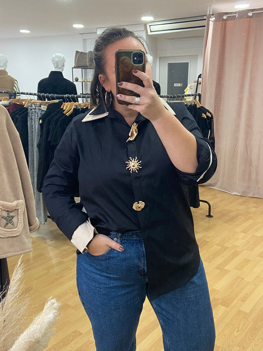 Chemise noire BROCHE