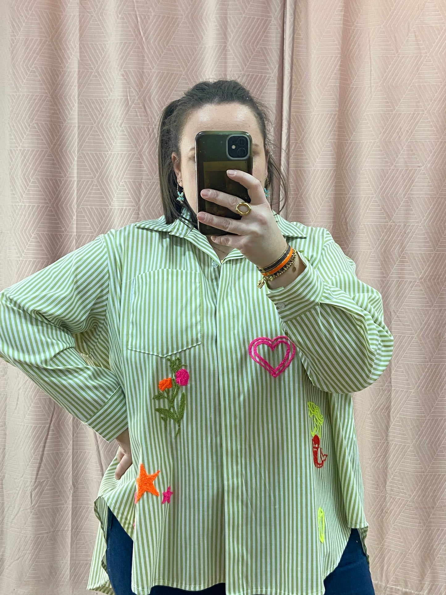 Chemise vert pomme BRODERIE