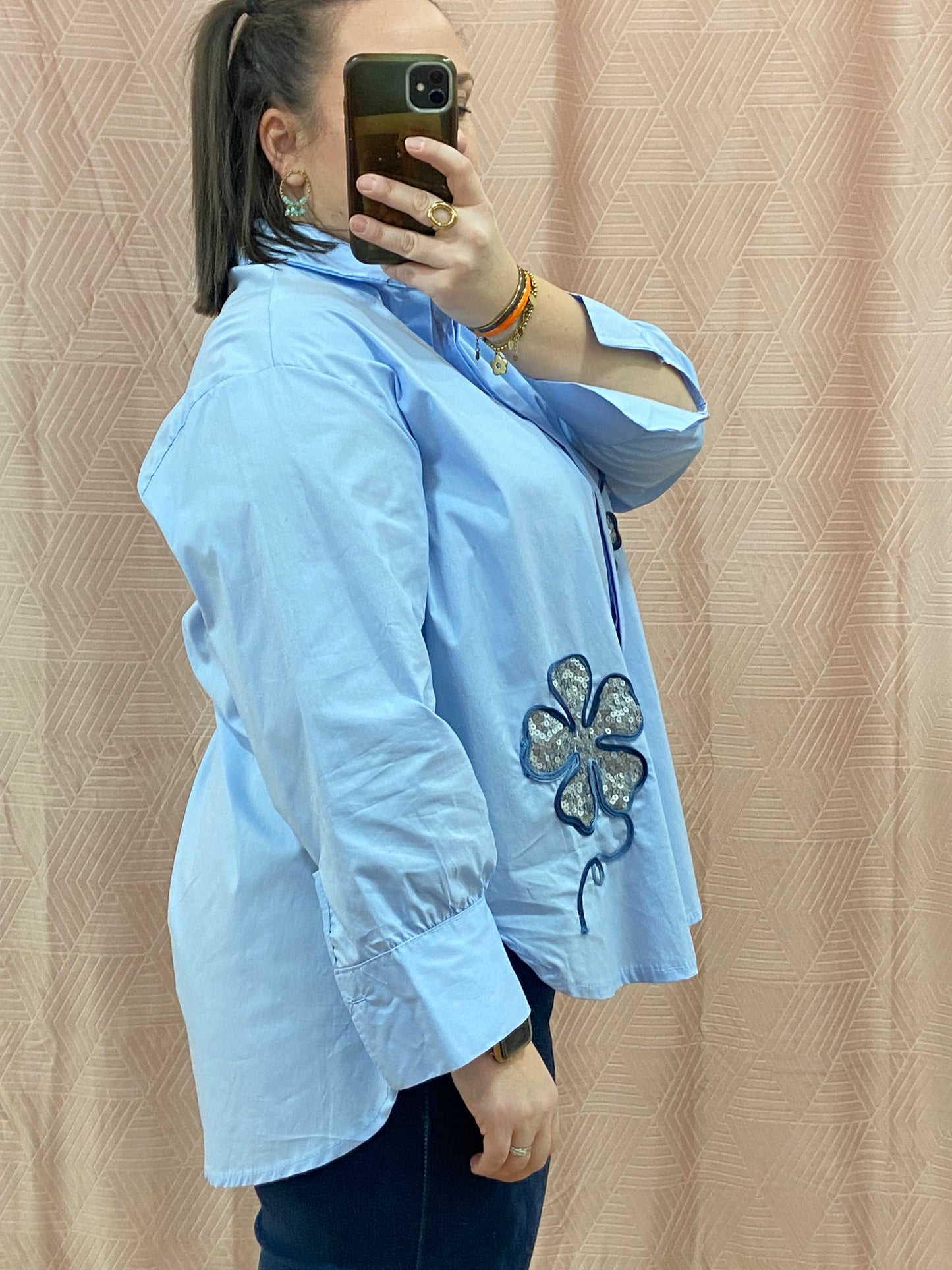 Chemise bleue GT FLOWER