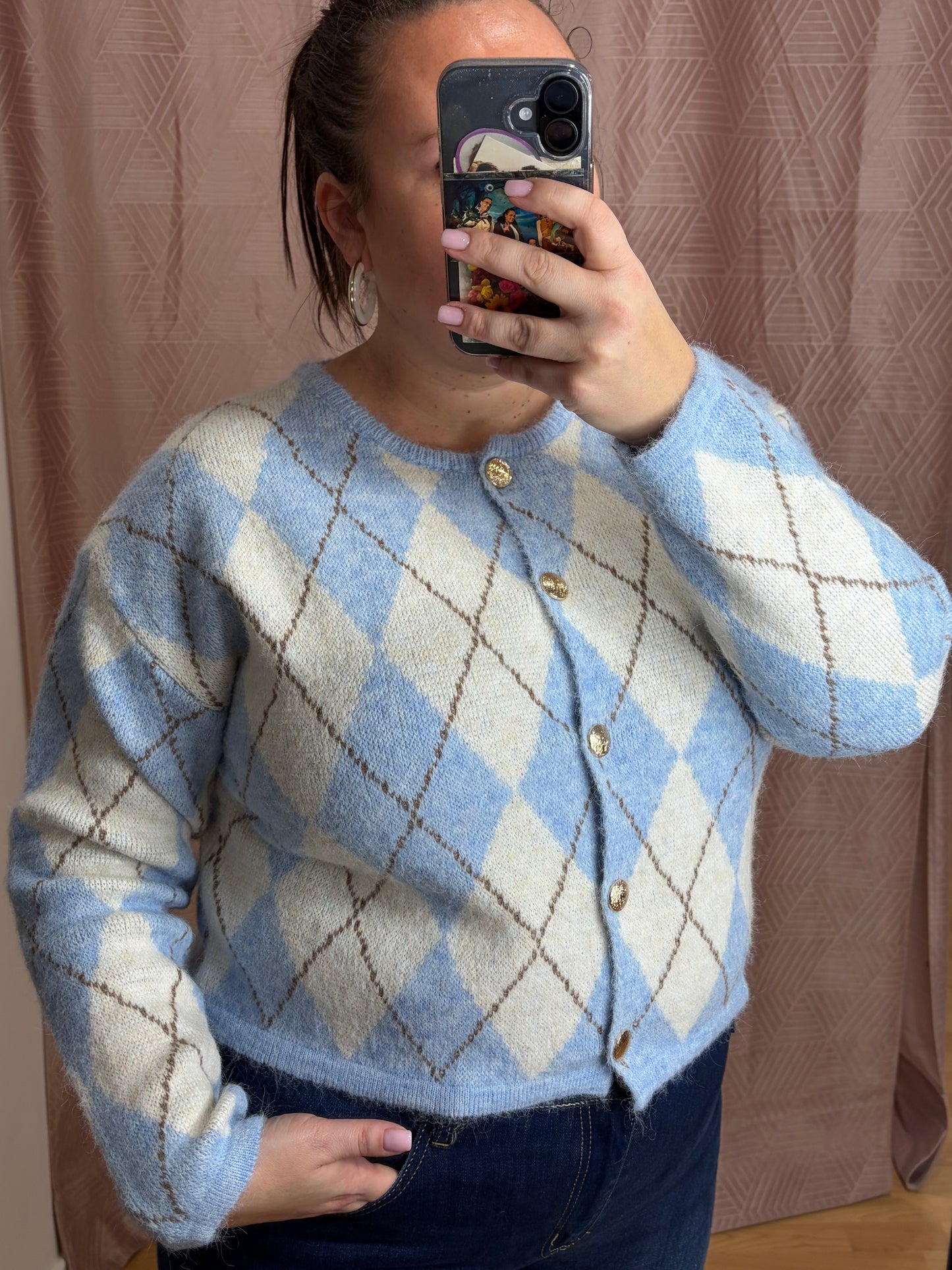 Gilet bleu ciel JACQUARD