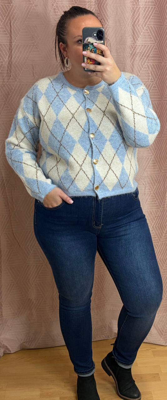 Gilet bleu ciel JACQUARD