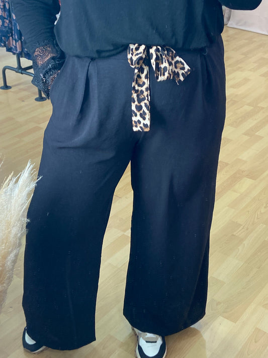 Pantalon fluide noir GT CEINTURE LÉO