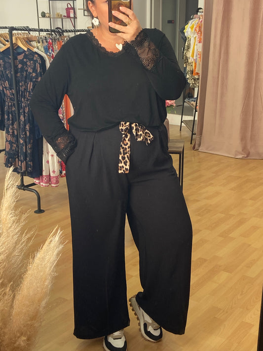 Pantalon fluide noir CEINTURE LÉO