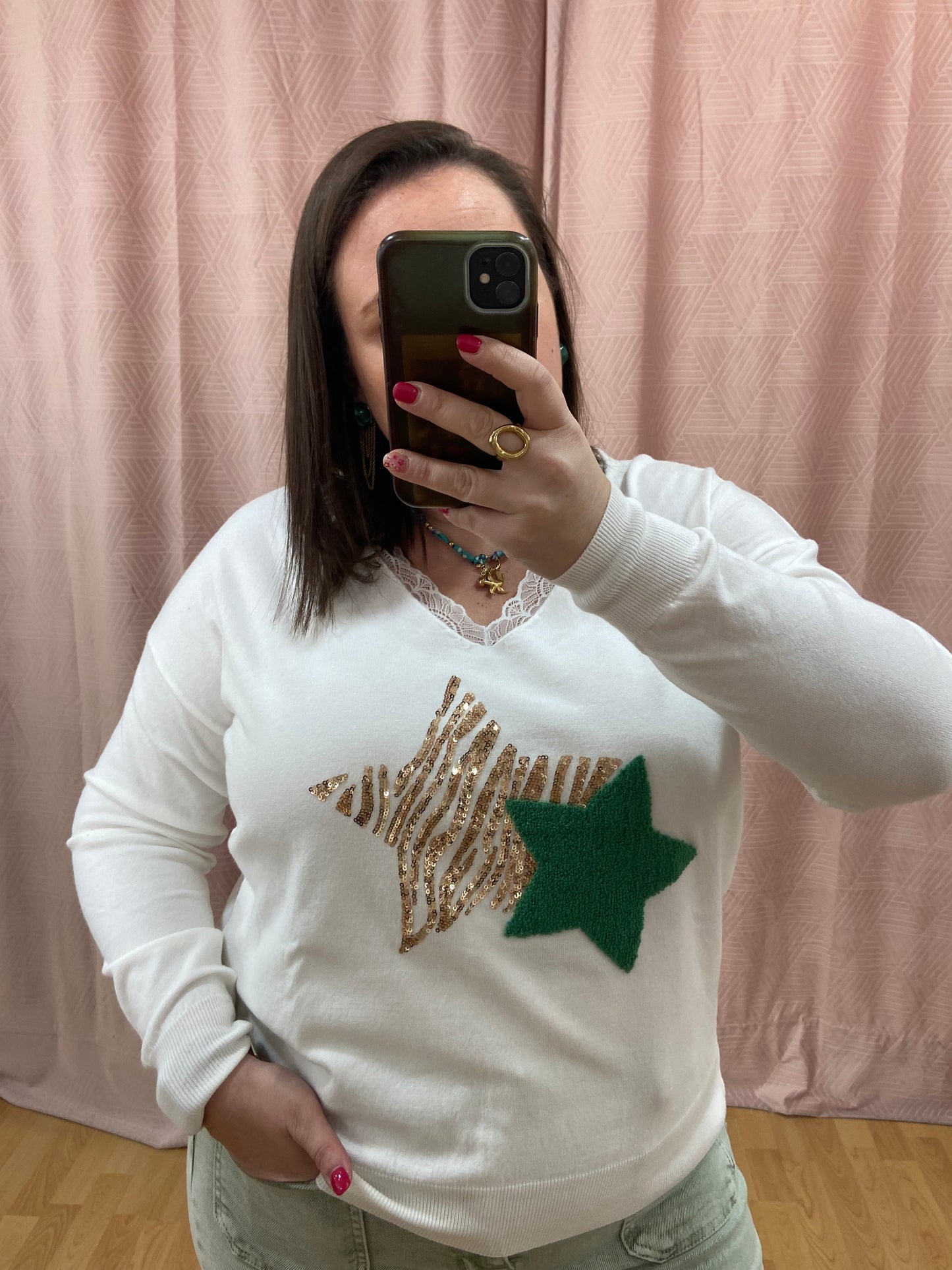 Pull vert ÉTOILE DORÉE