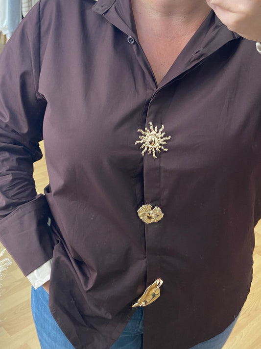 Chemise marron BROCHES