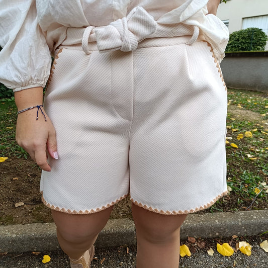 Short beige LAINAGE SURPIQURES
