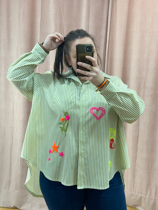 Chemise vert pomme BRODERIE