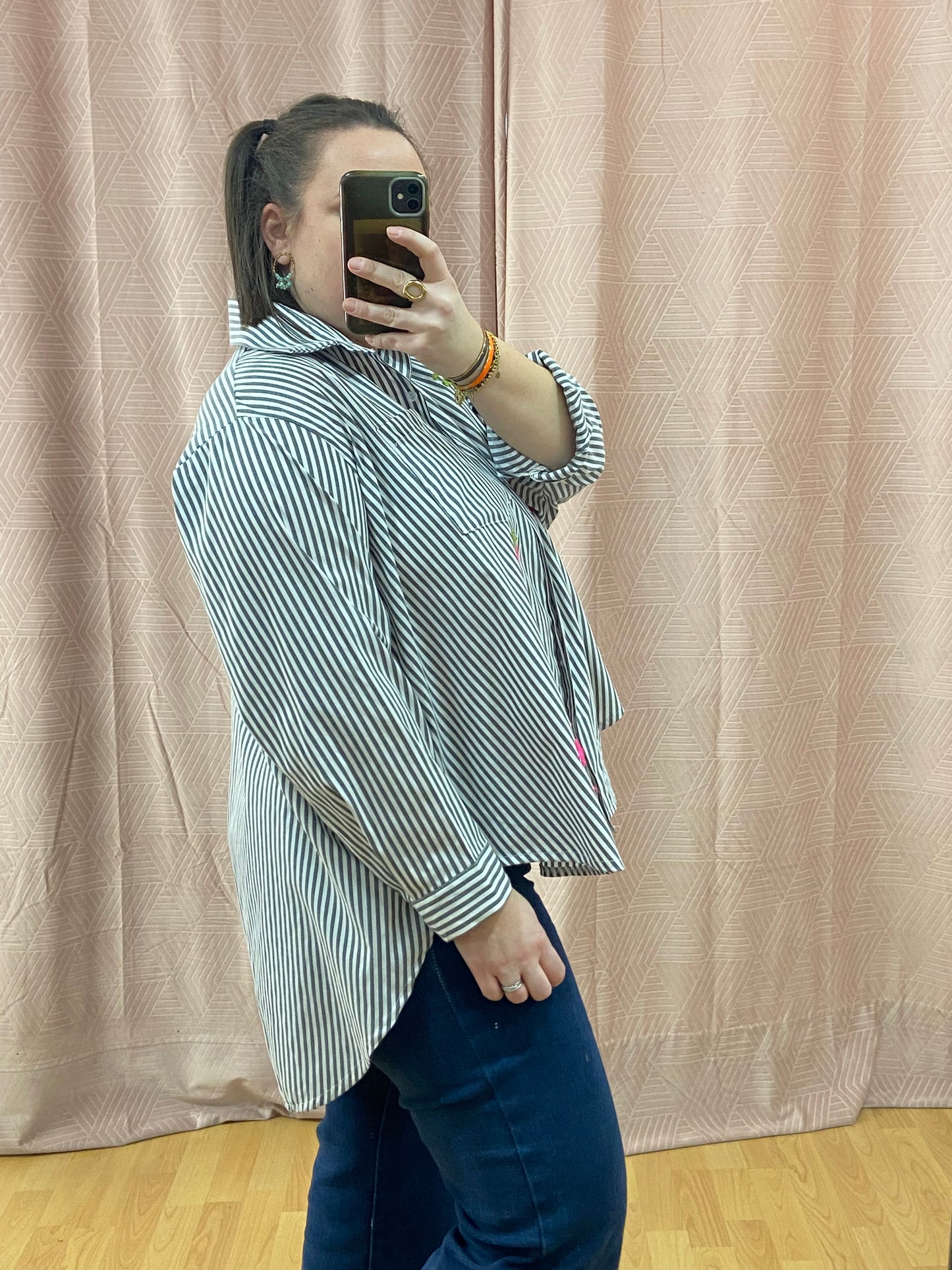 Chemise noire BRODERIE