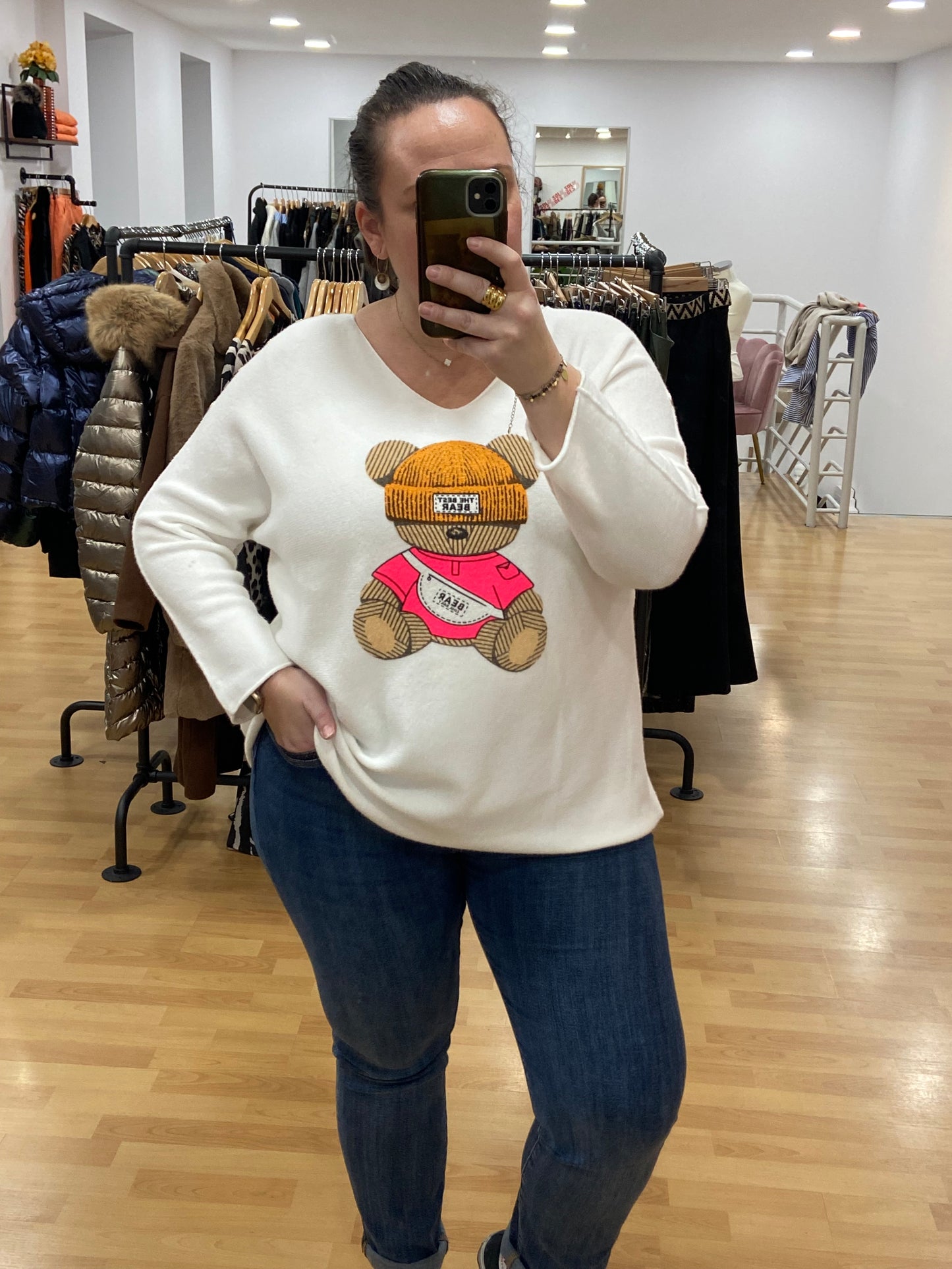 Pull blanc BEAR