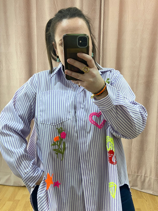 Chemise lilas BRODERIE
