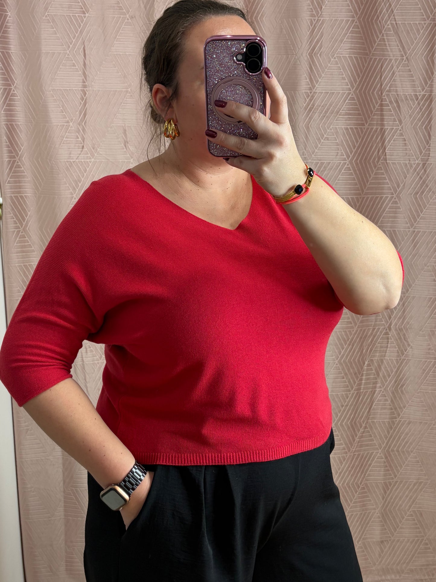 Pull rouge carmin SAM