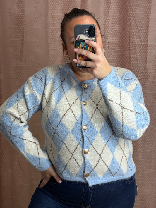 Gilet bleu ciel JACQUARD