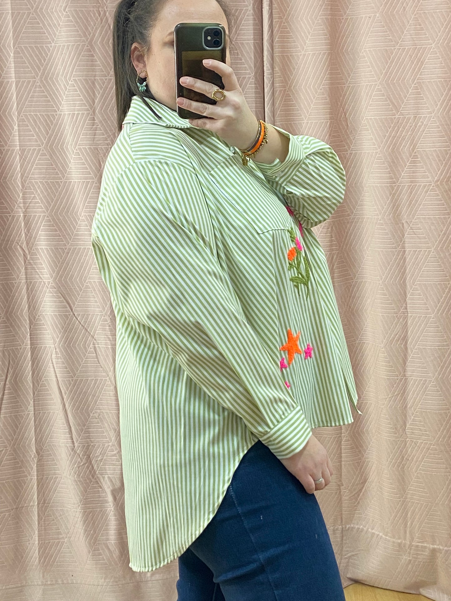 Chemise vert pomme BRODERIE