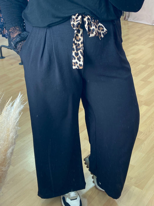 Pantalon fluide noir GT CEINTURE LÉO