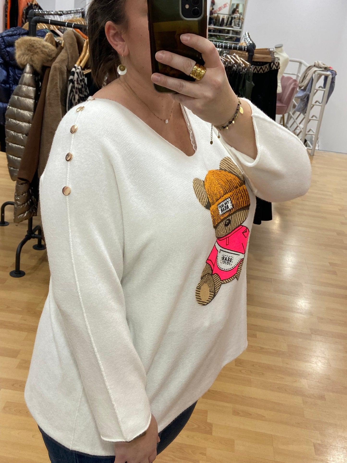 Pull blanc BEAR
