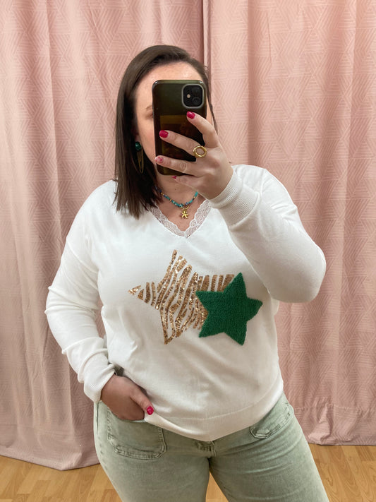 Pull vert ÉTOILE DORÉE
