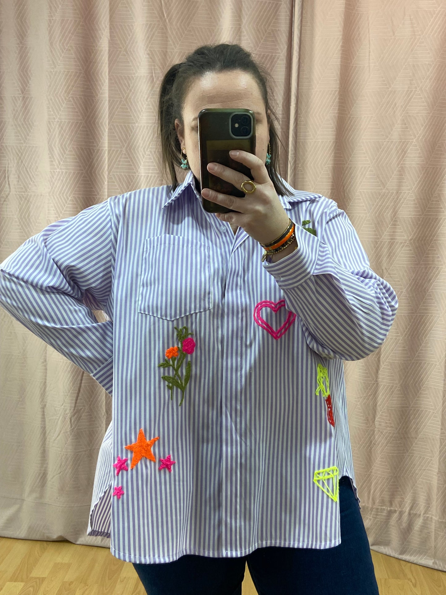 Chemise lilas BRODERIE