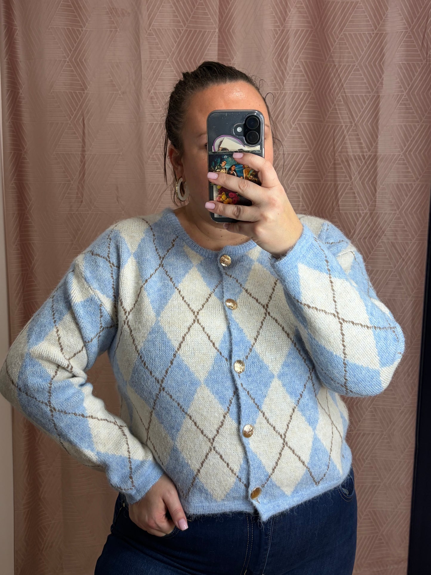 Gilet bleu ciel JACQUARD