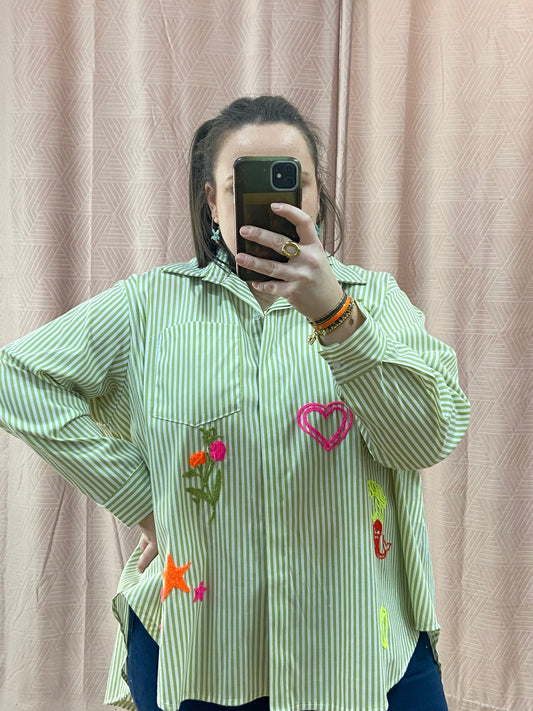 Chemise vert pomme BRODERIE