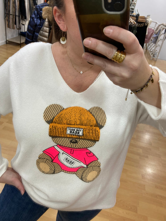 Pull blanc BEAR