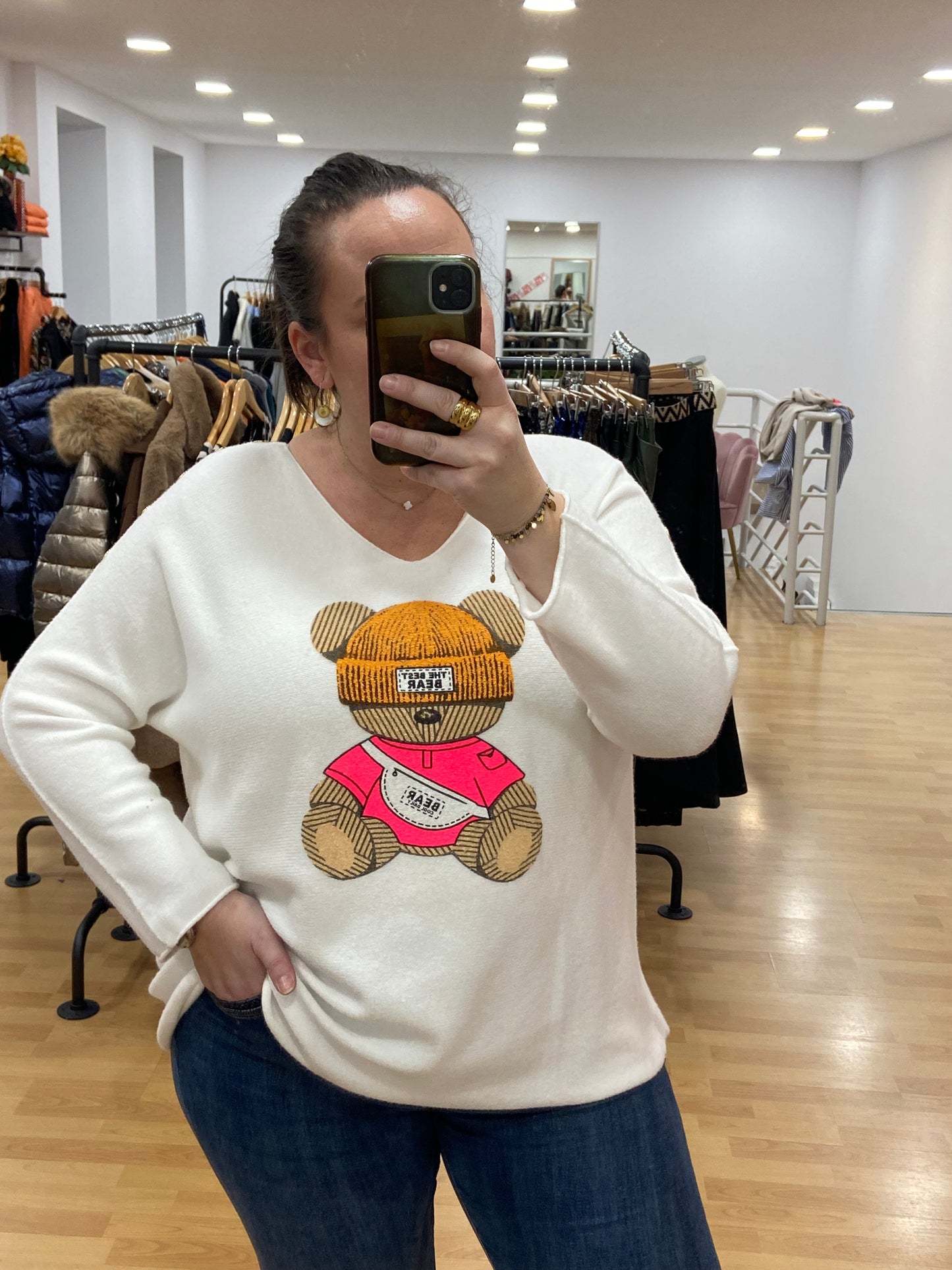 Pull blanc BEAR