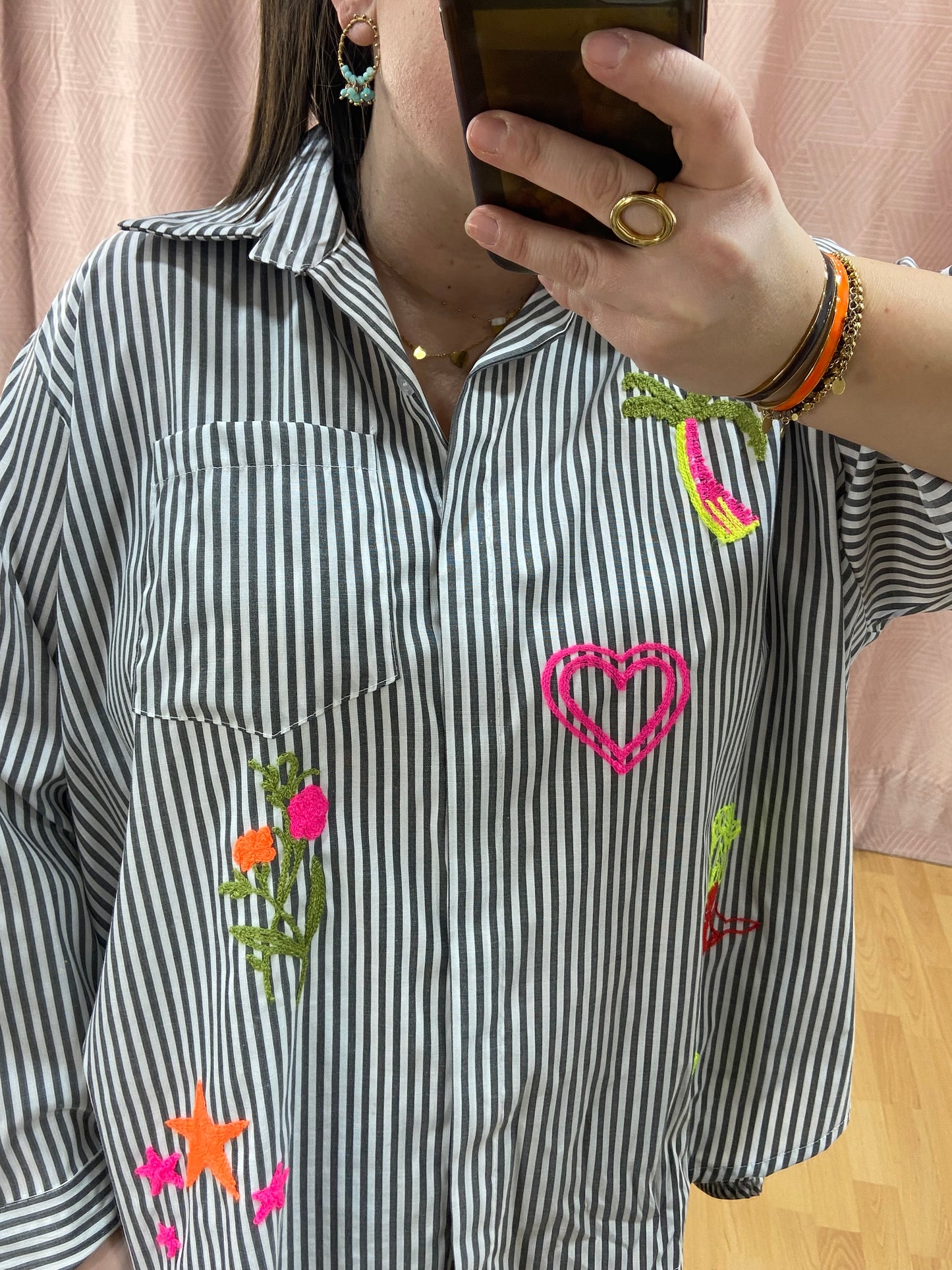 Chemise noire BRODERIE