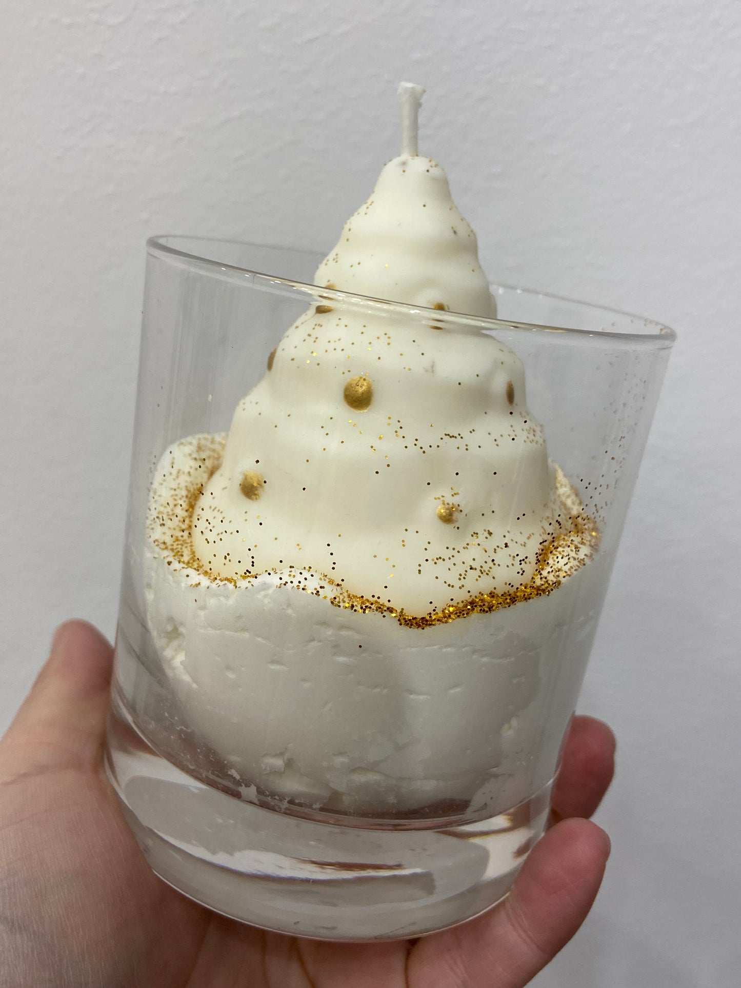 Bougie grand verre sapin blanc