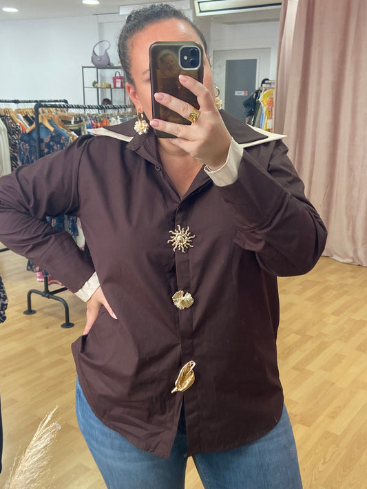 Chemise marron BROCHES