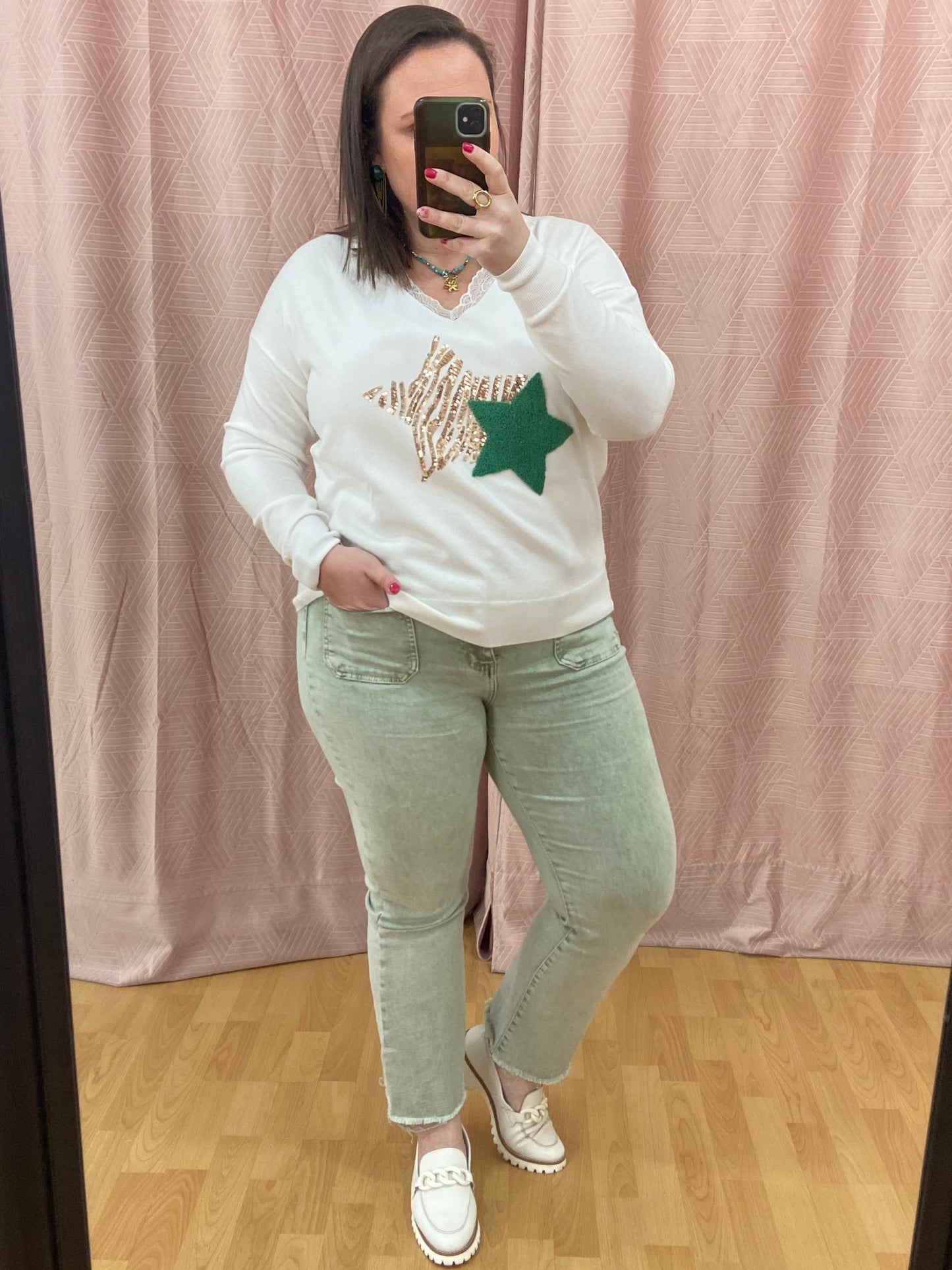 Pull vert ÉTOILE DORÉE