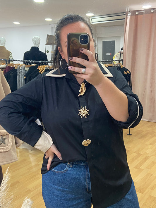 Chemise noire BROCHE