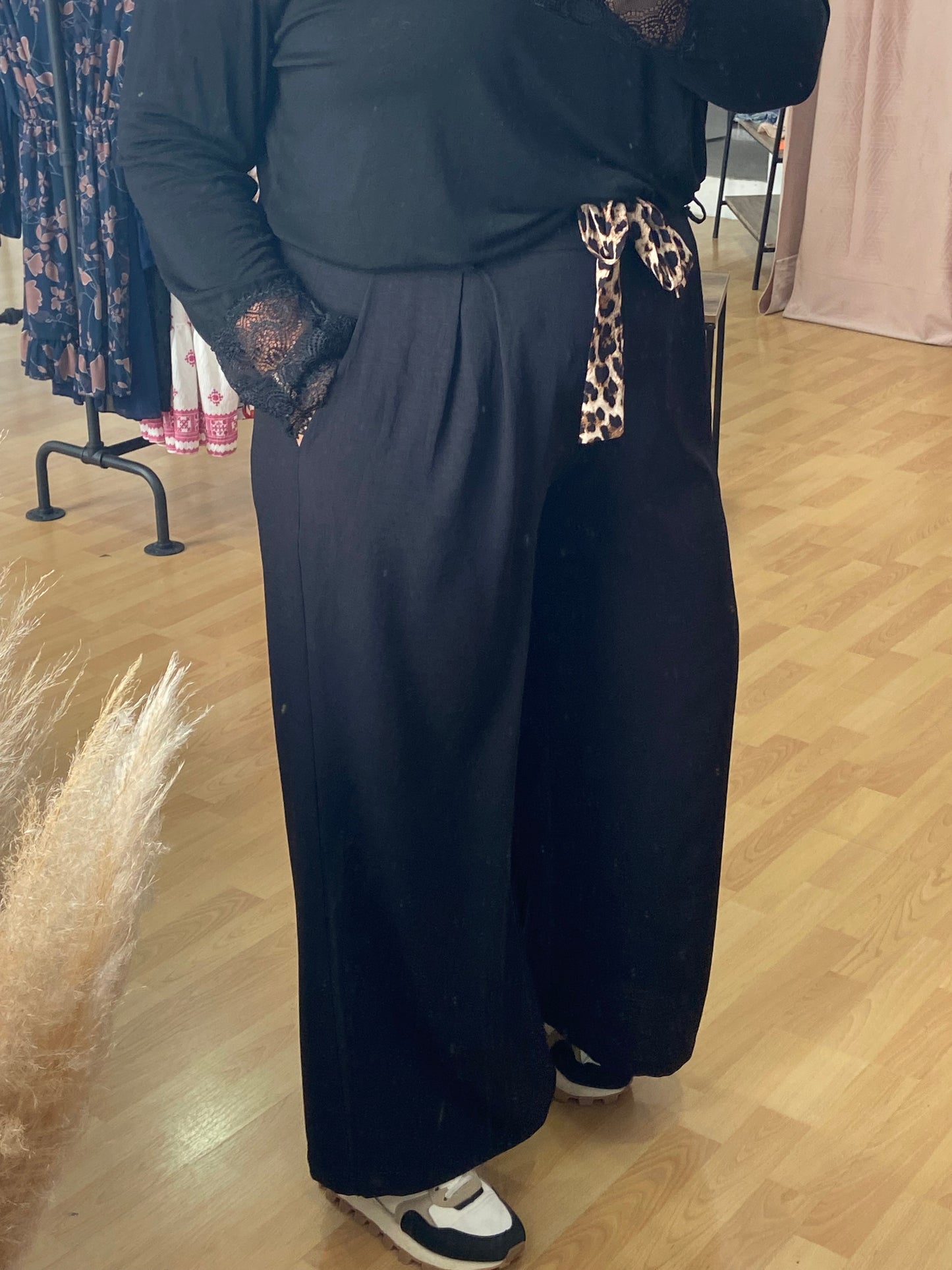 Pantalon fluide noir GT CEINTURE LÉO