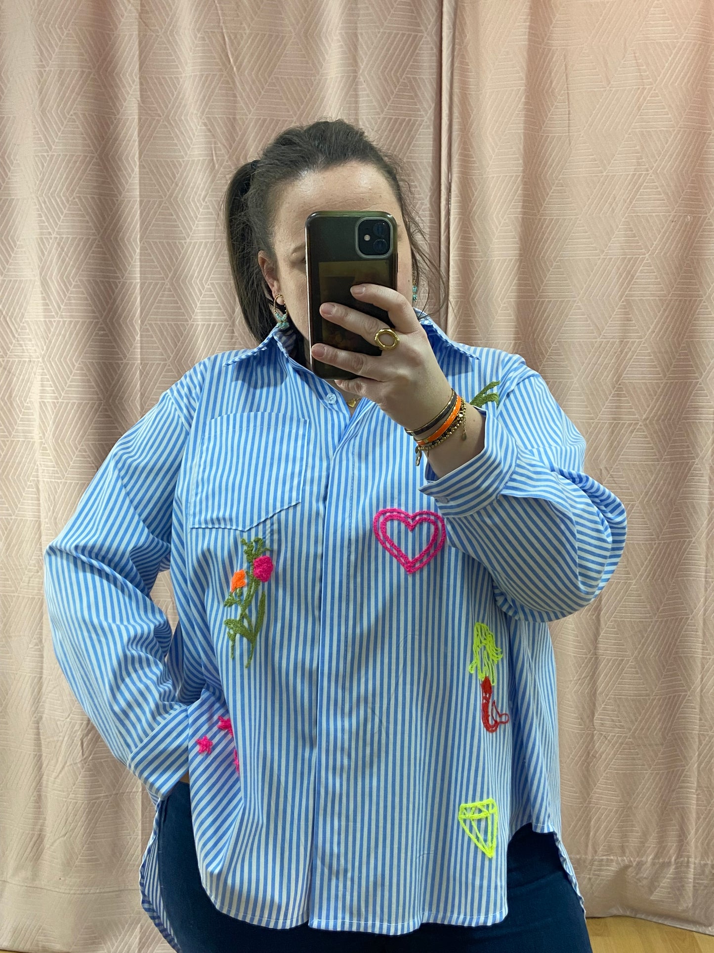 Chemise bleue BRODERIE
