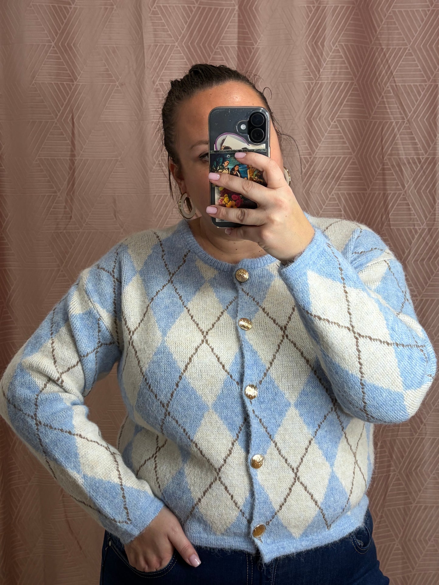 Gilet bleu ciel JACQUARD