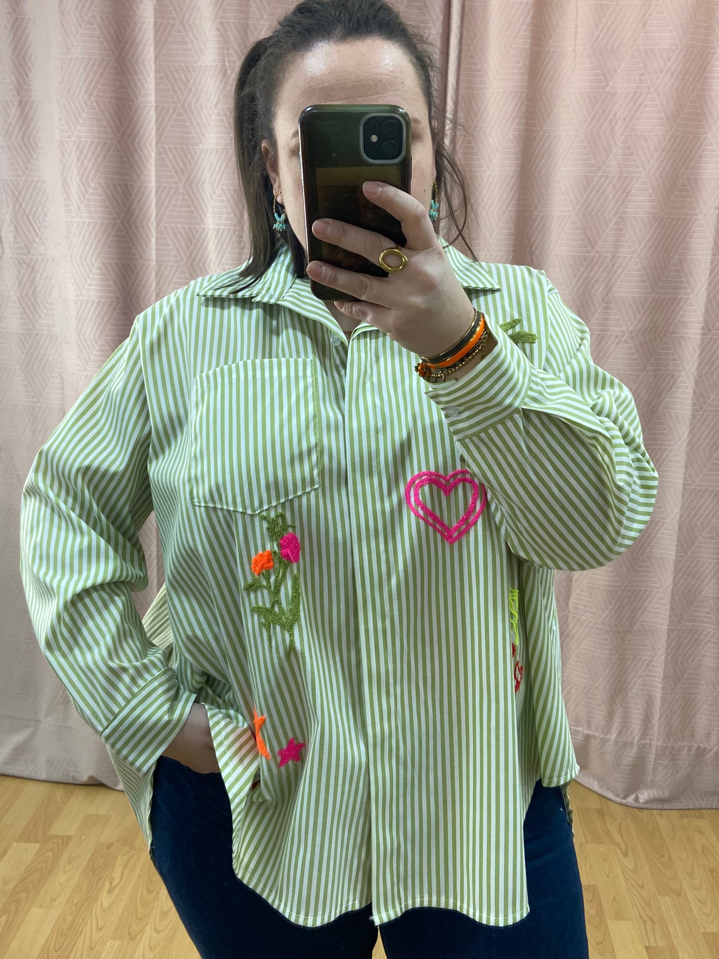 Chemise vert pomme BRODERIE
