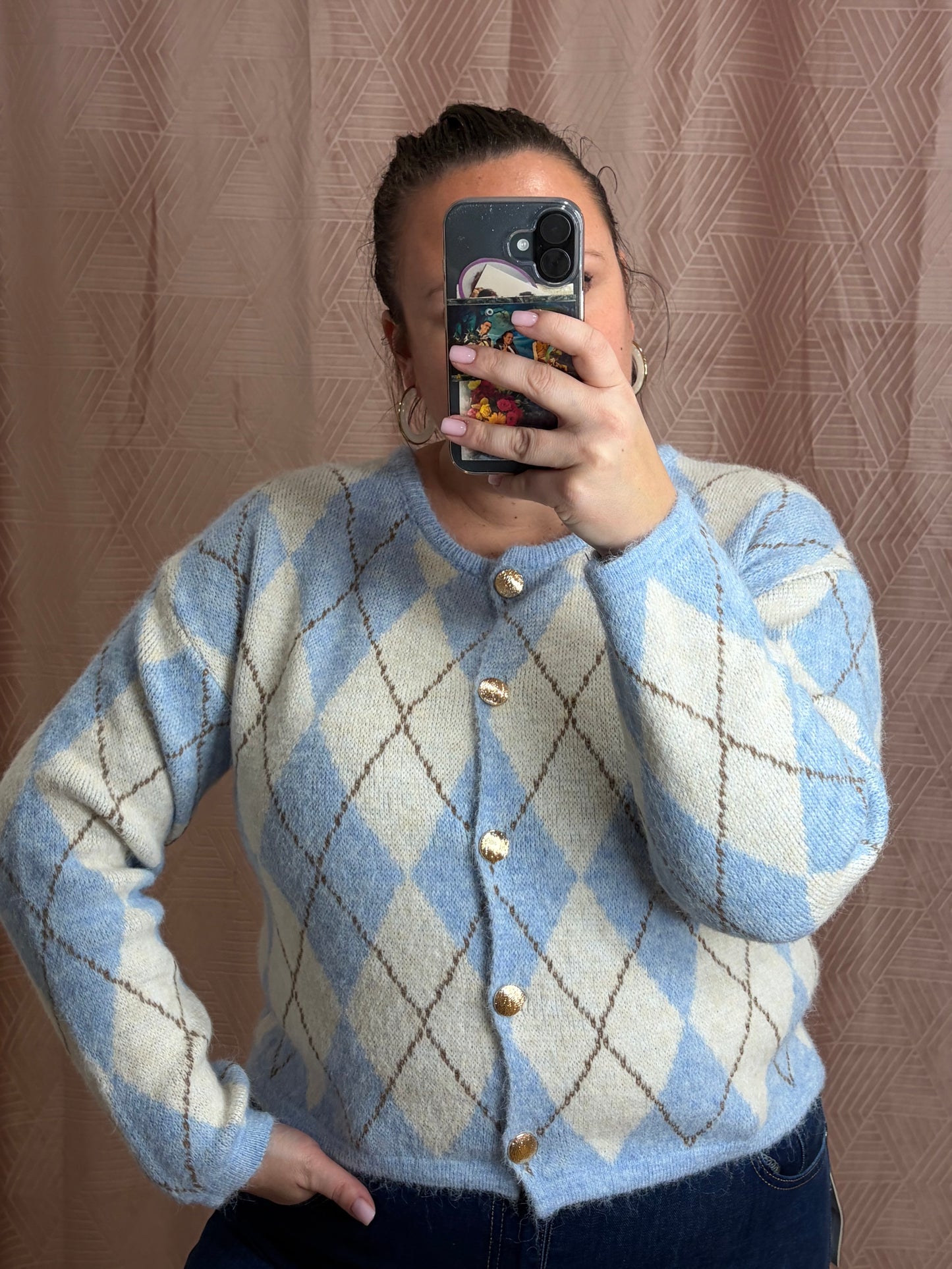 Gilet bleu ciel JACQUARD